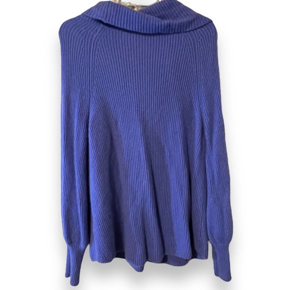 Soft Surroundings Cowl Turtleneck Knit Sweater Medium 100% Cashmere Blue - Picture 6 of 9